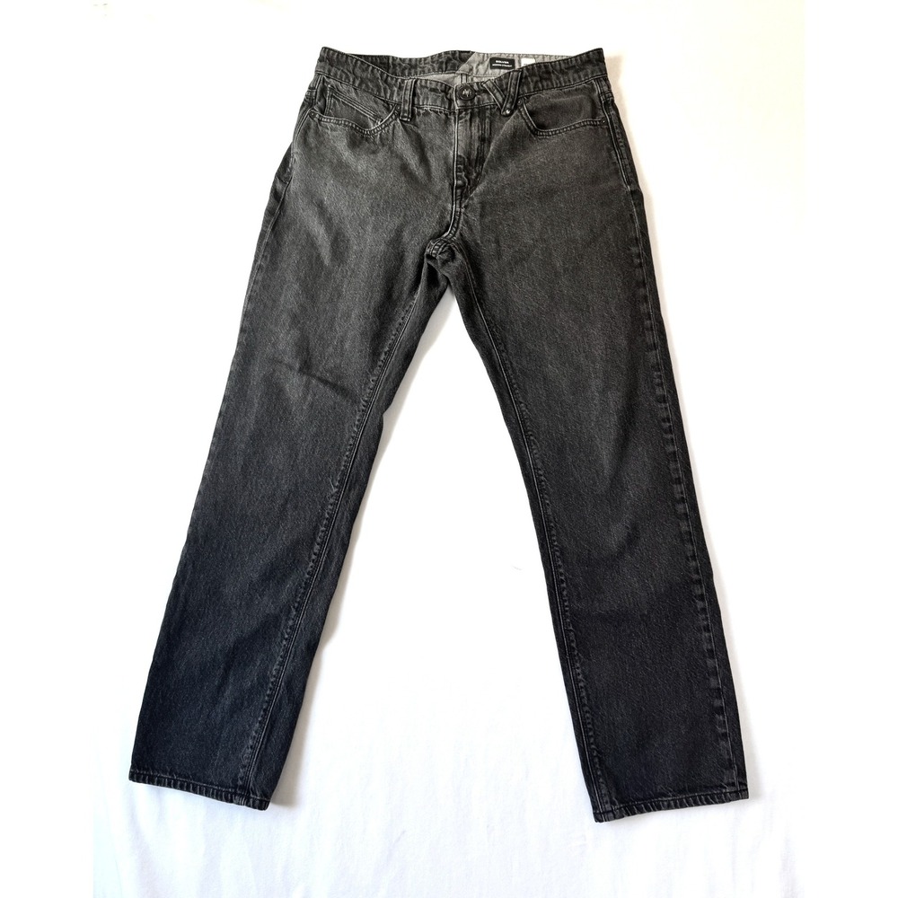Volcom Solver Modern Straight Leg Jeans  Black Denim Mens 32 A19316R7